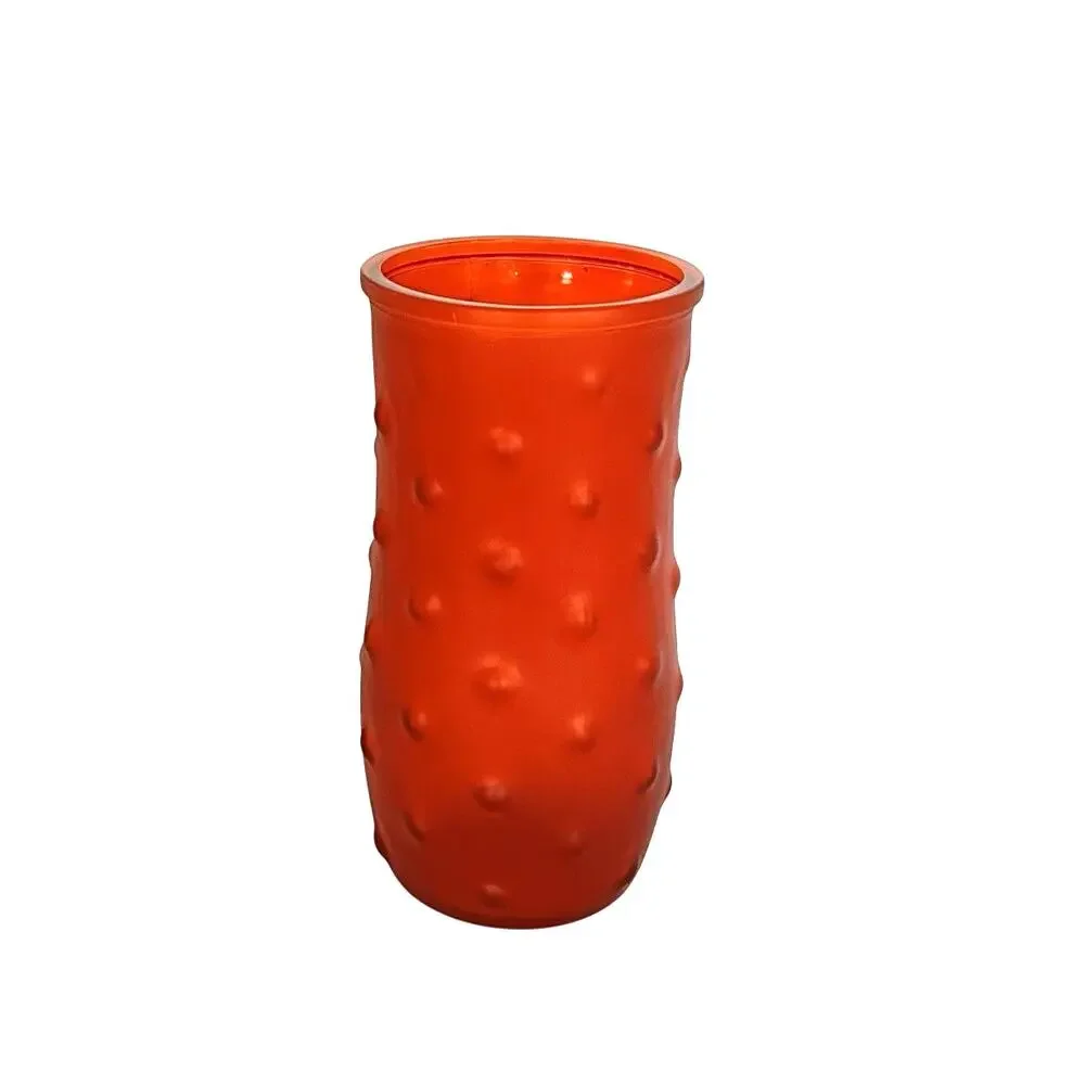 Vintage Hoosier Glass Co. Orange Frosted Hobnail Dot Glass Vase 8.5” MCM 1059206